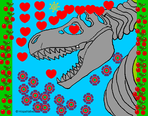 Dibujo Esqueleto tiranosaurio rex pintado por olgam
