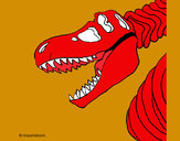 Dibujo Esqueleto tiranosaurio rex pintado por patitas