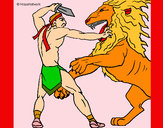 Dibujo Gladiador contra león pintado por jinettemab