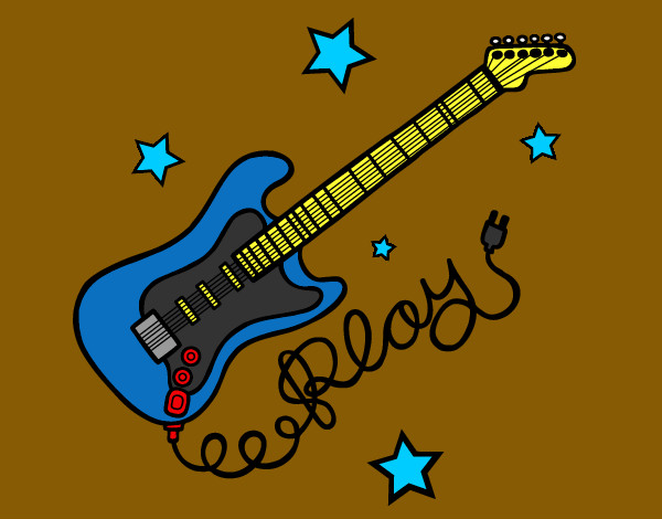 Dibujo Guitarra y estrellas pintado por shane