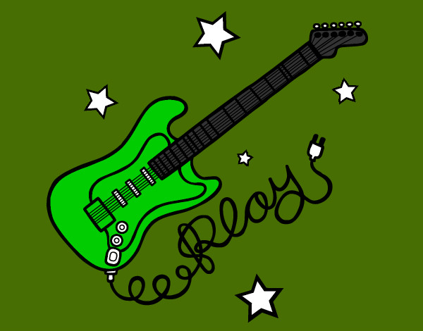 Dibujo Guitarra y estrellas pintado por snatiagoG
