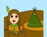 Dibujo India y tepee pintado por amalia