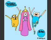 Dibujo Jake, Princesa Chicle y Finn pintado por yasmin