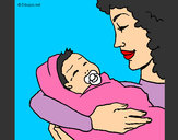 Dibujo Madre con su bebe II pintado por agus_culi