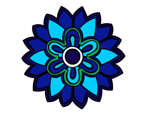 Dibujo Mándala con forma de flor weiss pintado por nickname12