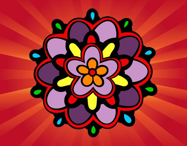 Dibujo Mándala con una flor pintado por mailin40