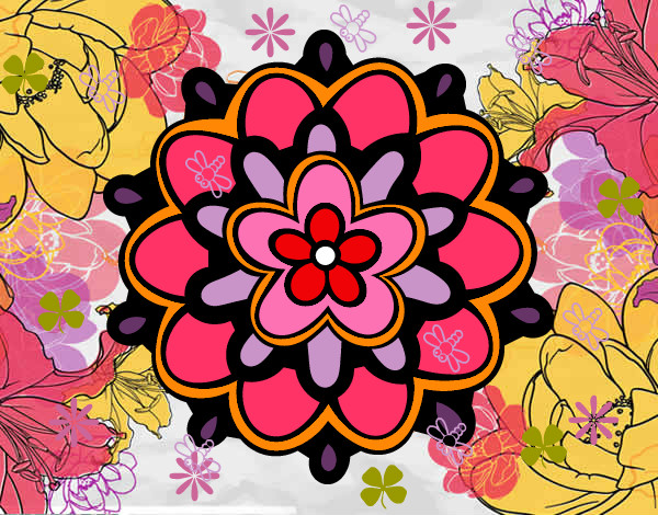 Dibujo Mándala con una flor pintado por sabri2000