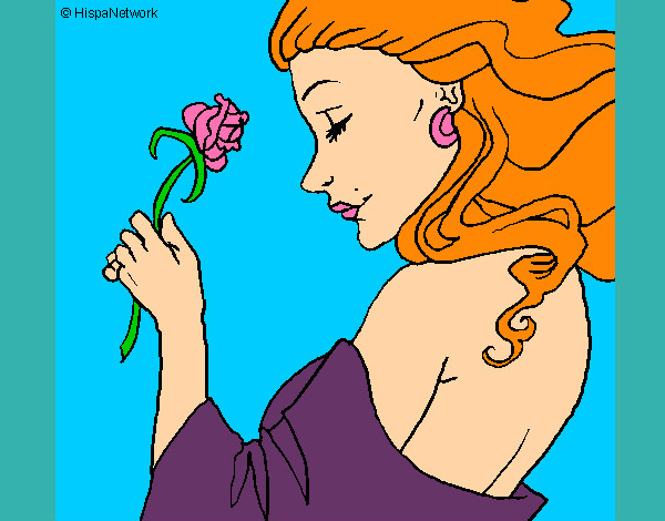 Dibujo Princesa con una rosa pintado por abruma27