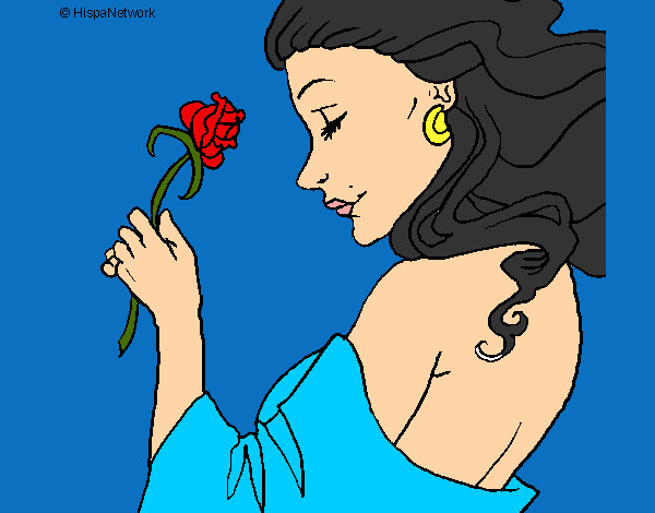 Dibujo Princesa con una rosa pintado por juancha3