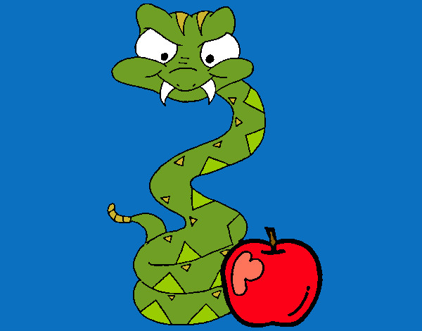 Dibujo Serpiente y manzana pintado por pikitos