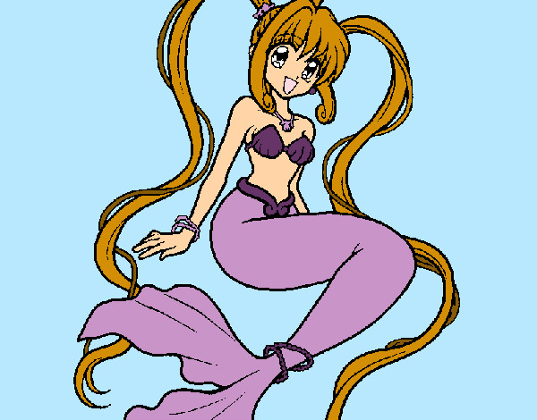 Dibujo Sirena con perlas pintado por bellasawn