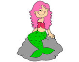 Dibujo Sirena sentada en una roca pintado por SIRENAS