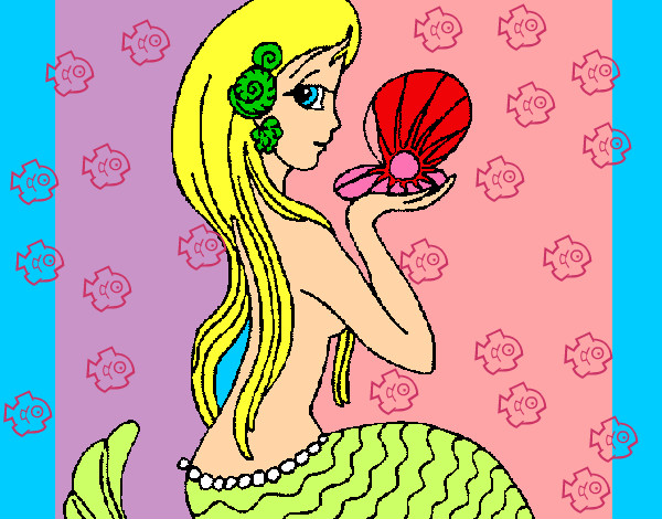 Dibujo Sirena y perla pintado por melisa21