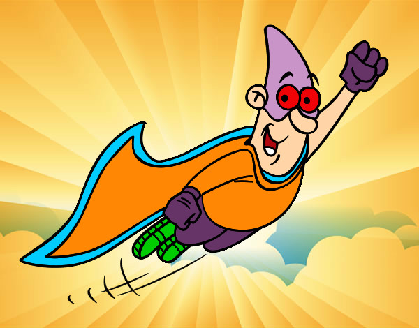 Dibujo Súper héroe volando pintado por juanca