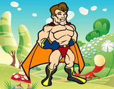 Dibujo Superhéroe musculado pintado por auxili