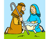 Dibujo Adoran al niño Jesús pintado por lamorales
