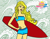Dibujo Barbie con tabla de surf pintado por Ainara332