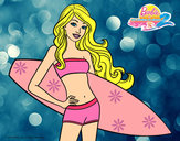 Dibujo Barbie con tabla de surf pintado por Lauriii8