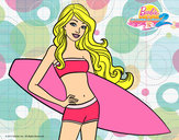 Dibujo Barbie con tabla de surf pintado por Sandrii