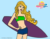Dibujo Barbie con tabla de surf pintado por Thaylin