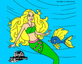 Dibujo Barbie sirena con su amiga pez pintado por lamorales