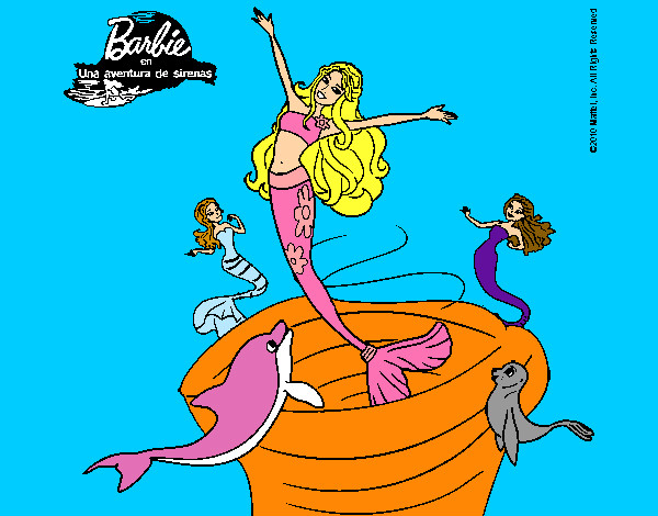 Dibujo Barbie sirena contenta pintado por ALBA123 