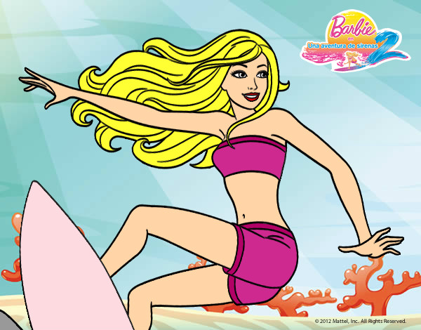 Dibujo Barbie surfeando pintado por ALBA123 
