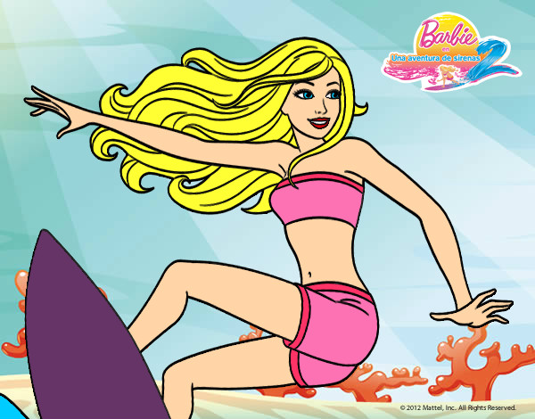 Dibujo Barbie surfeando pintado por bellakitha