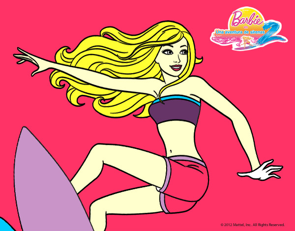 Dibujo Barbie surfeando pintado por sabrinaela