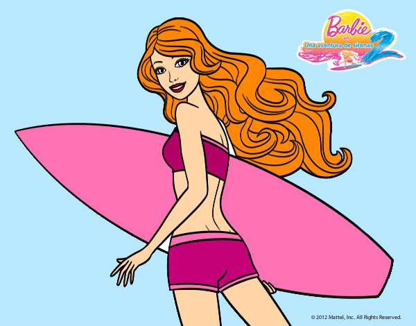 Dibujo Barbie surfera pintado por Fabox