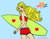 Dibujo Barbie surfera pintado por lamorales