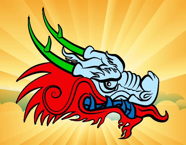 Dibujo Cabeza de dragón rojo pintado por leo321