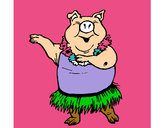 Dibujo Cerdo hawaiano pintado por Gocho