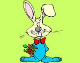 Dibujo Conejo con ramo de flores pintado por lamorales