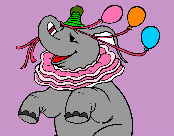 Dibujo Elefante con 3 globos pintado por gabrielle