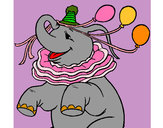 Dibujo Elefante con 3 globos pintado por gabrielle
