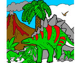 Dibujo Familia de Tuojiangosaurios pintado por astroboy