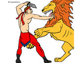 Dibujo Gladiador contra león pintado por lalo2012