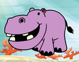 Dibujo Hipopótamo pequeño pintado por andybarco