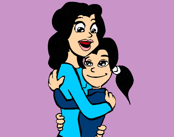 Dibujo Madre e hija abrazadas pintado por marjoca