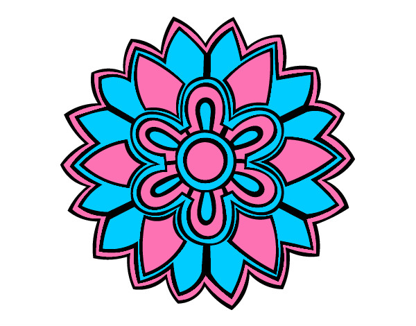 Dibujo Mándala con forma de flor weiss pintado por lokiw