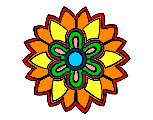 Dibujo Mándala con forma de flor weiss pintado por mayeva