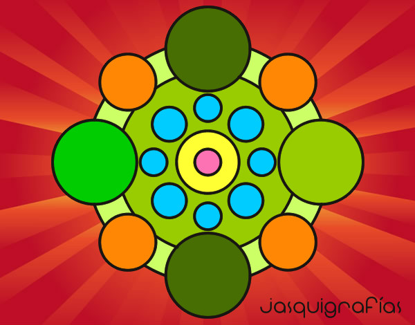 Dibujo Mandala con redondas pintado por tbmobm