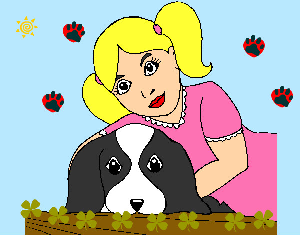 Dibujo Niña abrazando a su perro pintado por PECHI