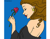 Dibujo Princesa con una rosa pintado por YJCT