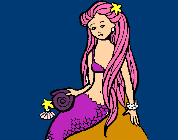 Dibujo Sirena con caracola pintado por marjoca