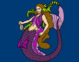 Dibujo Sirena con larga melena pintado por marjoca