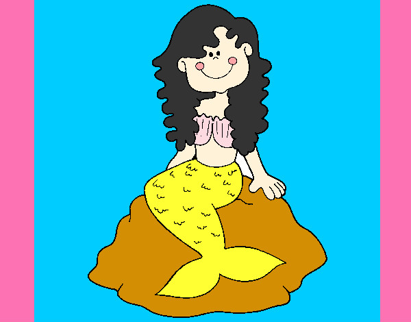 Dibujo Sirena sentada en una roca pintado por leerose1