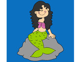 Dibujo Sirena sentada en una roca pintado por YJCT