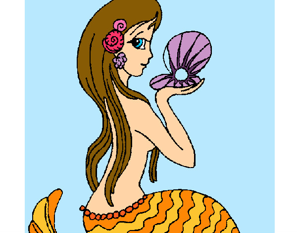 Dibujo Sirena y perla pintado por -Pili-